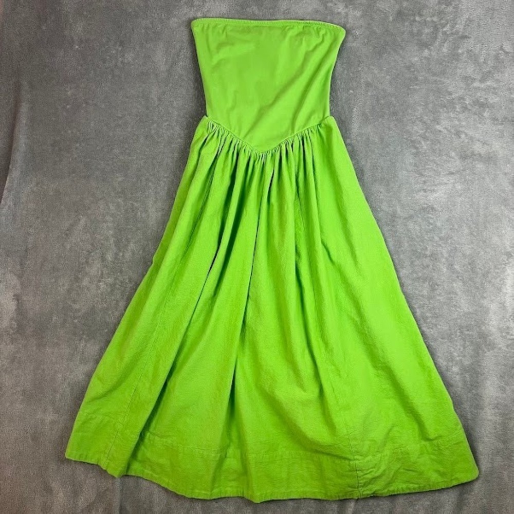 Free People Onda Drop-Waist Tube Midi Dress Womens M Green Tinkerbell Boho